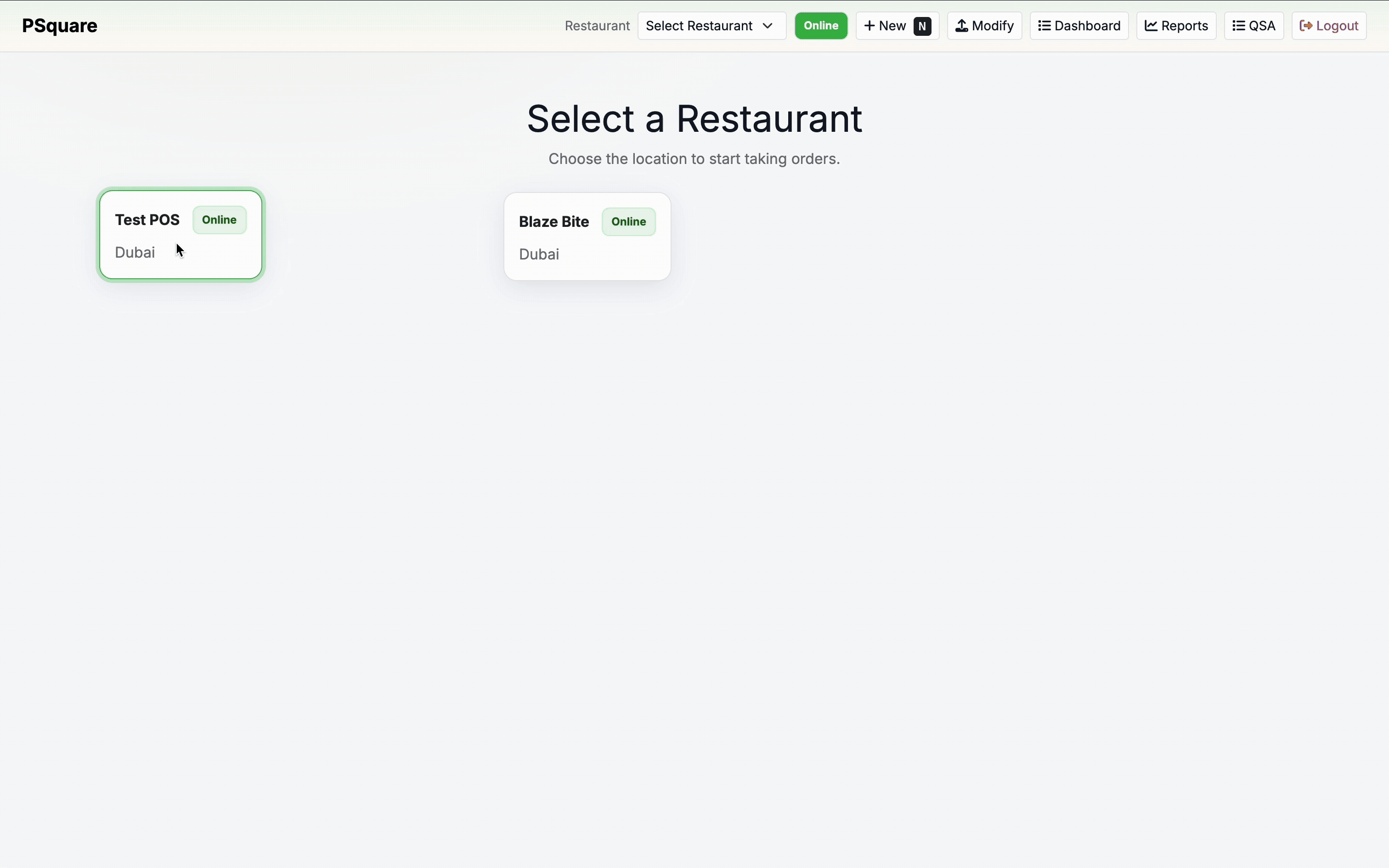PSquare POS Dashboard